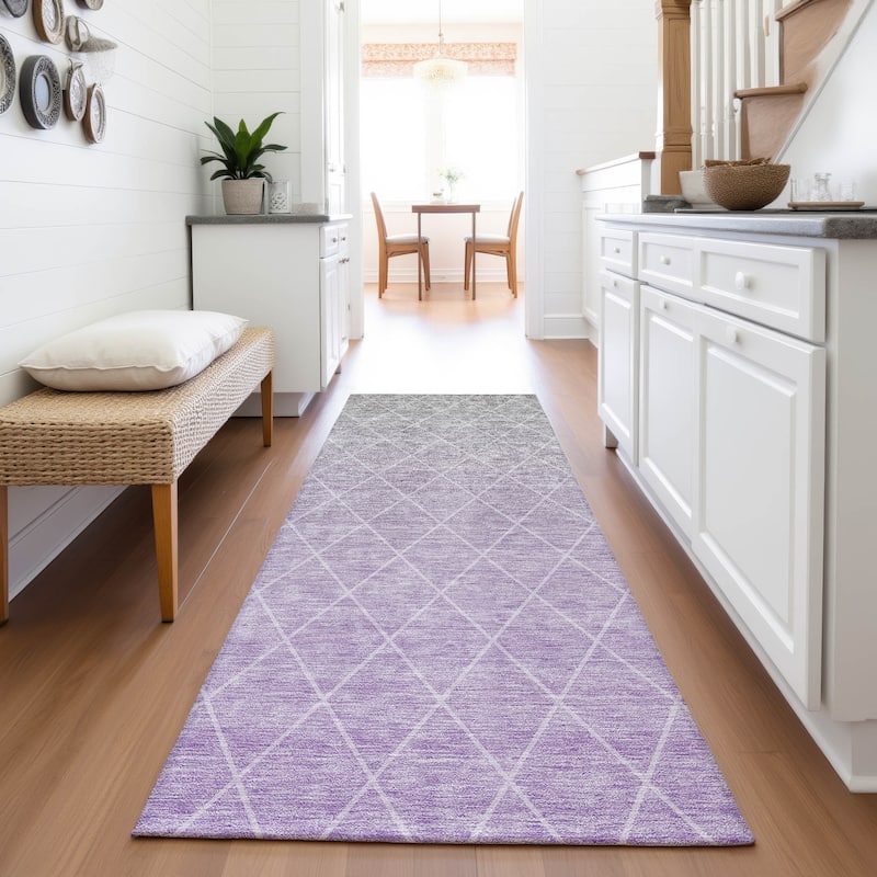 Premium Washable Super Soft Ombre Diamonds Mayfield Rug - Lavender - 2'3" x 7'6"