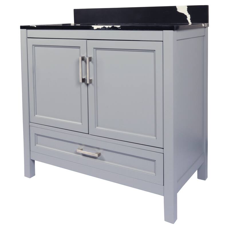 Nevado 37" Bathroom Vanity with Cultured Marble Vanity Top Sink in White with White Basin