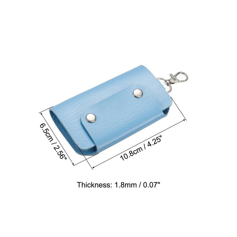 Key Case Cover, 1 Pack PU Leather 6 Keychain Holder Key Sleeve, Orange - 10.8x 6.5cm - Blue