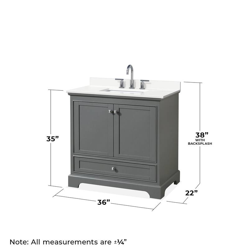 Wyndham Collection WCS202036S-QTZ-US3M24 Deborah 36" Free Standing