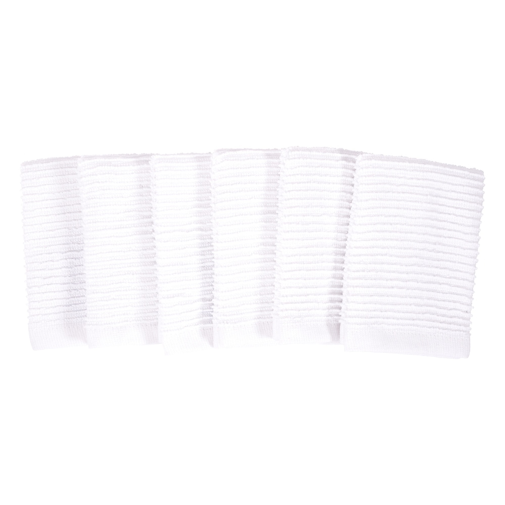 5 White COTTON Stripes Utility Bar Rags Dish Cloths Kitchen Towels 11.5 x  11.5