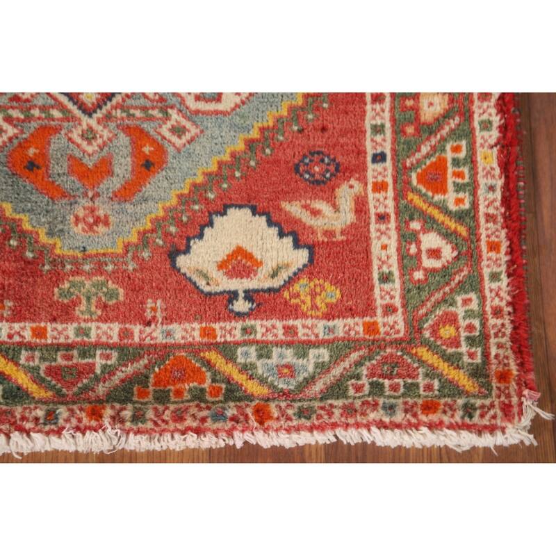 Traditional Shiraz Persian Vintage Square Rug Hand-Knotted Wool Carpet - 2'2" x 2'1"