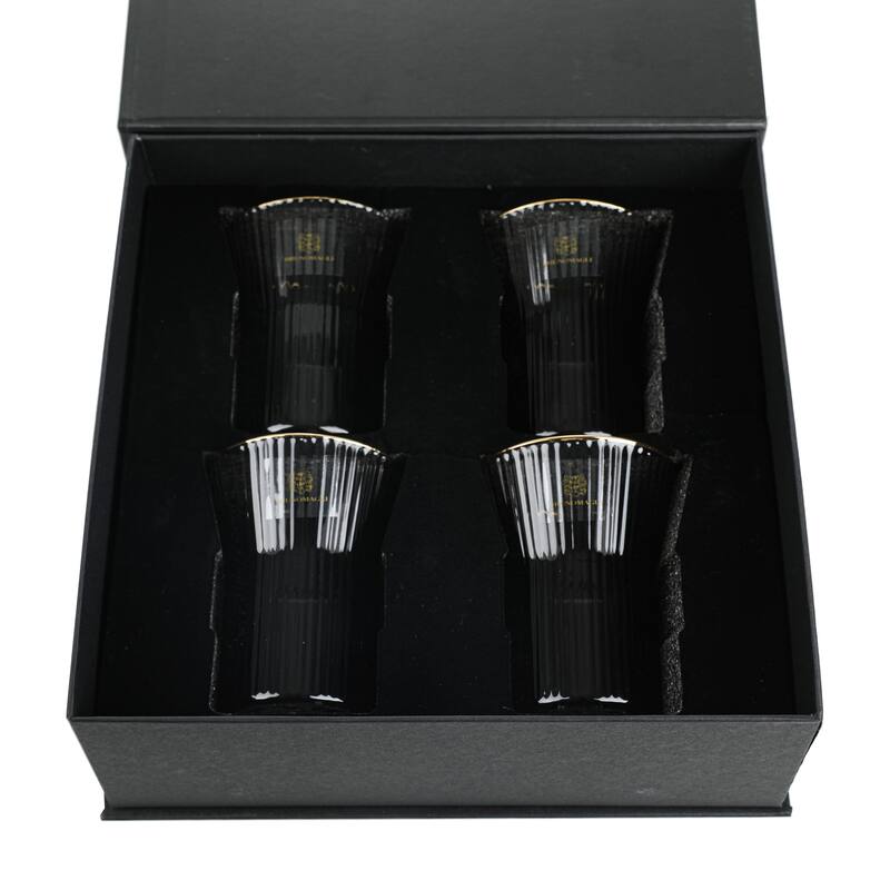 Bruno Magli Set of 4 Whiskey Glasses with Gold Rim - 10 oz