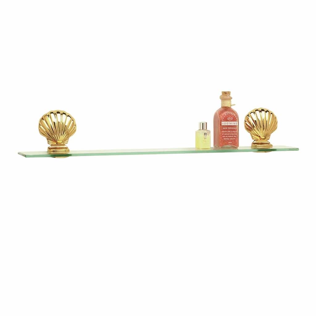 Bathroom Glass Shelf Bright Brass Brackets 23 5/8L | Renovator's Supply