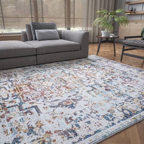 Rayna Farmhouse Medallion Indoor Area Rug