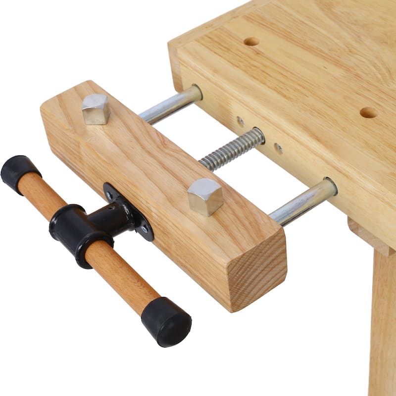 55-Inch Wood Workbench, Wooden Workbench for Garage Workshop and Home