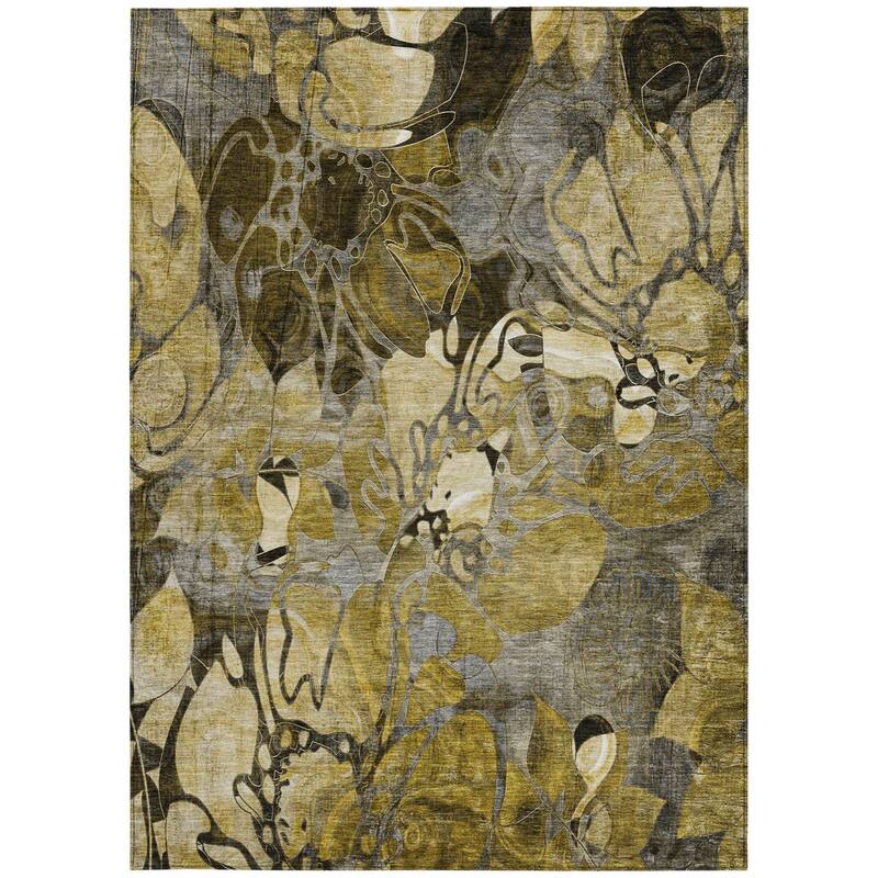 Almoto Graceful Floral Weather Resistant Classic Meets Modern Outdoor Rug