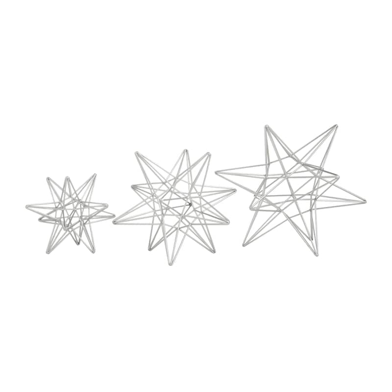 CosmoLiving by Cosmopolitan Silver Iron Contemporary Sculpture 11 x 9 x 7 - 12", 9", 7"H S/3