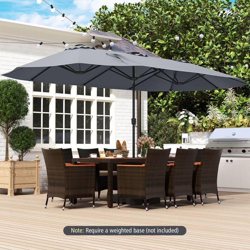 Costway 15.5 FT Extra-Large Patio Umbrella with LED Solar Lights & 12 - See Details