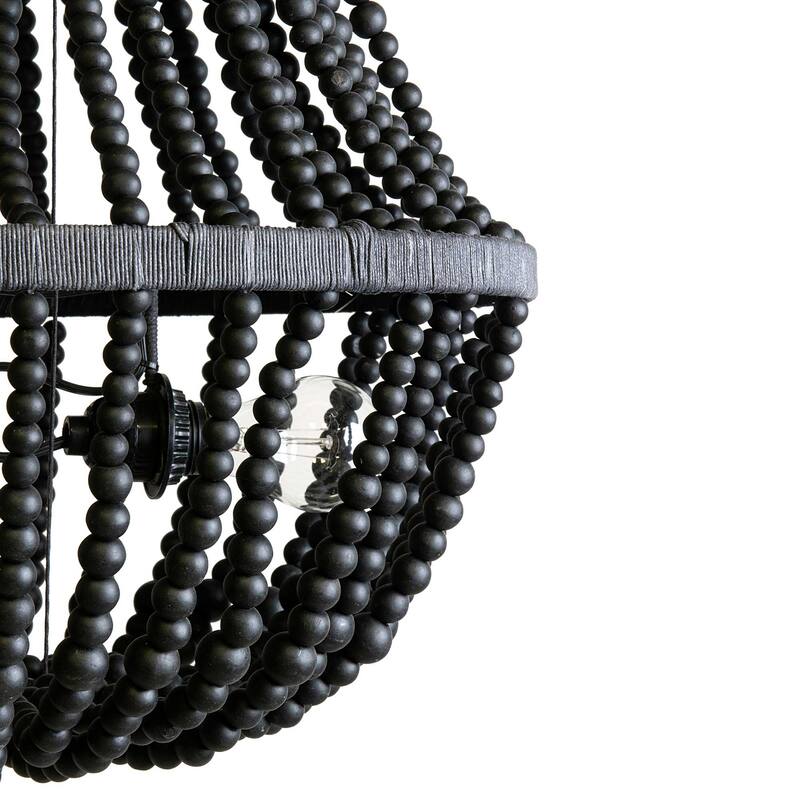 Black Beaded Collapsible Chandelier by East at Main - Black Beaded