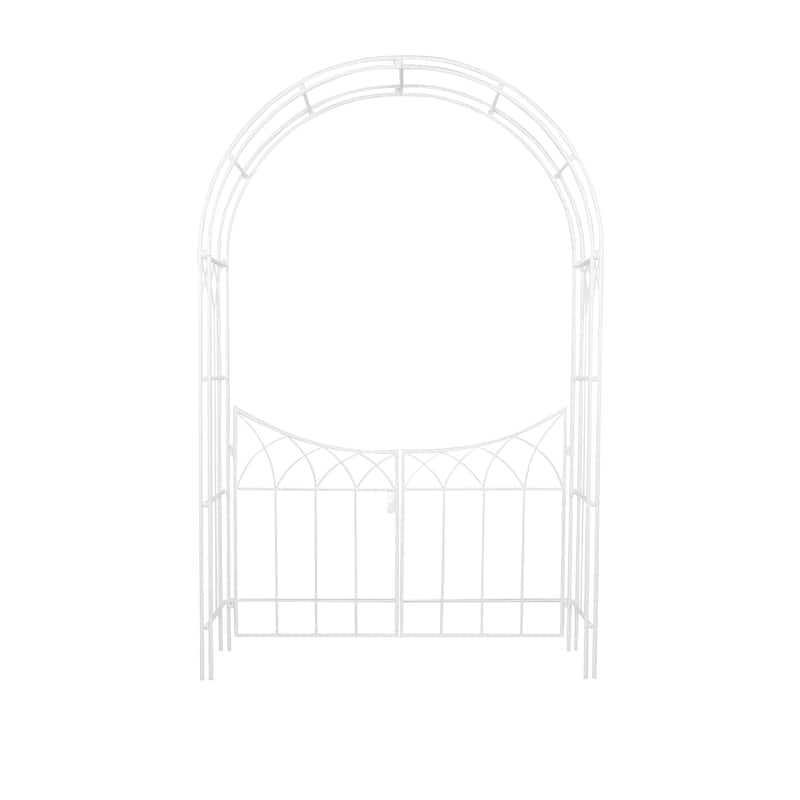 Metal Indoor Outdoor Arched Gate Garden Arbor with Lattice Work Sides - Black or White - Roche River Decor