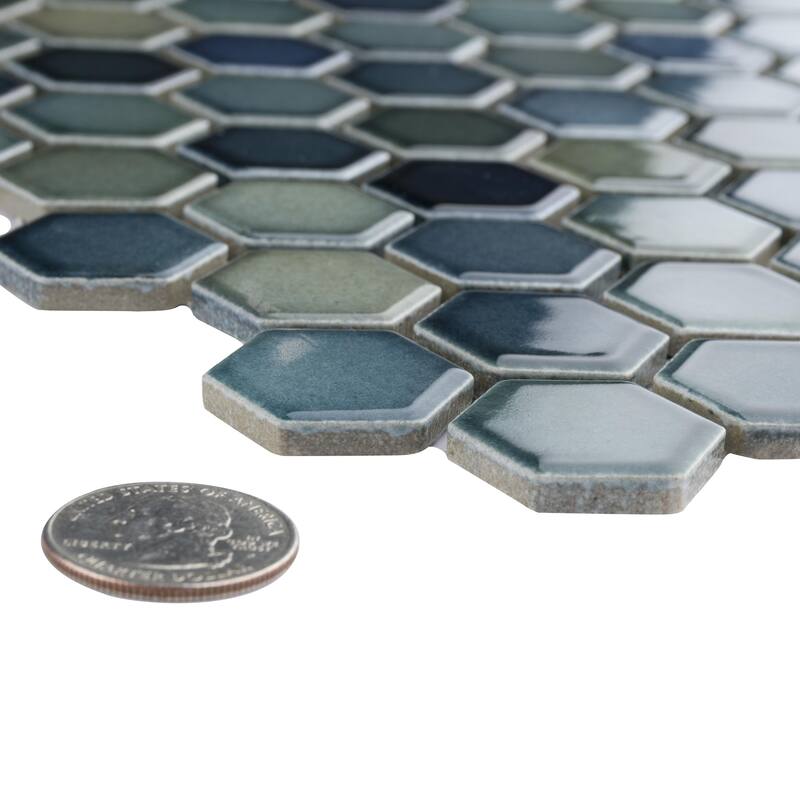 Merola Tile Hudson 1" Hex Atlantis 11-7/8" x 13-1/4" Porcelain Mosaic Floor and Wall Tile