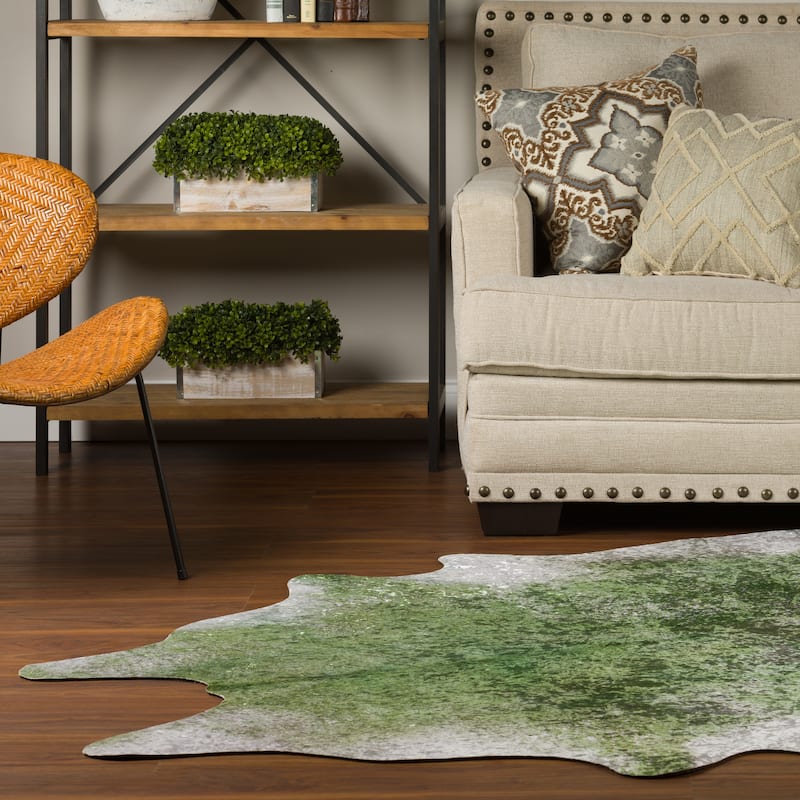 Addison Rugs Cheyenne Colorful Cowhide Print Non-Skid Area Rug