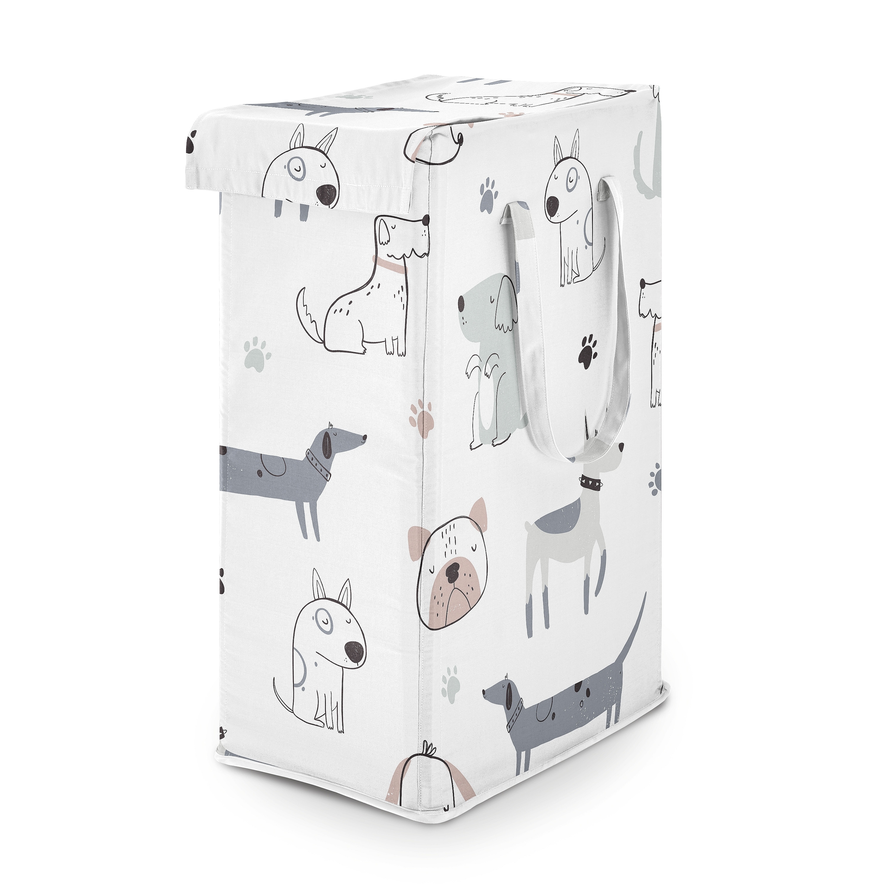 Sweet Jojo Designs Dog Boy, Girl, Unisex/Gender Neutral Foldable Laundry Hamper with Handles - Modern Puppy, Watercolor, Puppies