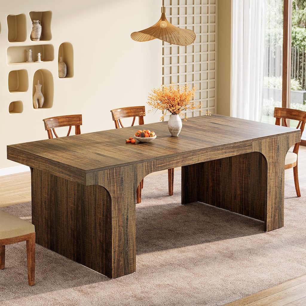 71" Large Wood Dining Table, Rectangular Kitchen Table, Dinner Accent Gathering Table