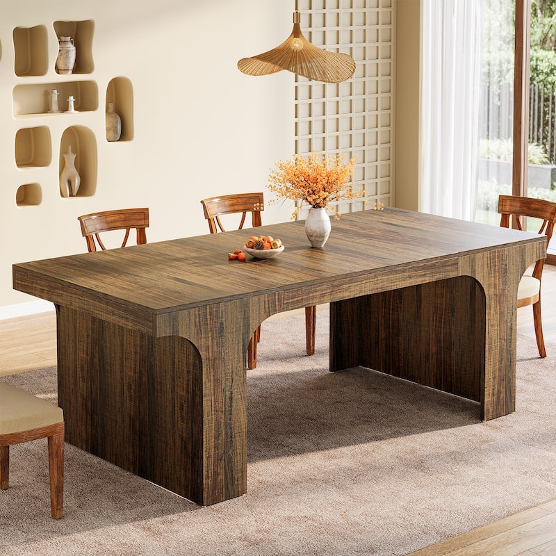 71" Large Wood Dining Table, Rectangular Kitchen Table, Dinner Accent Gathering Table - Brown