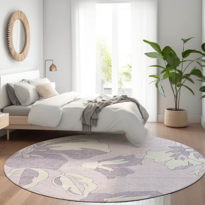 Machine Washable Indoor/ Outdoor Chantille Floral Rug