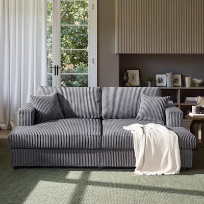 Jennifer Taylor Home Goliath 86" Oversized Double Chaise Lounge Sofa Bed, Carbon Gray Corduroy