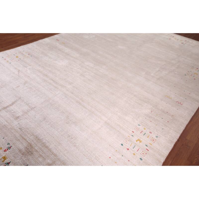 Striped Tribal Gabbeh Oriental Area Rug Handmade Wool Carpet - 7'9"x 11'9"