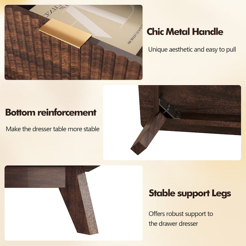 Modern 5 Chest of Drawers, Wood Dresser for Bedroom, Living Room