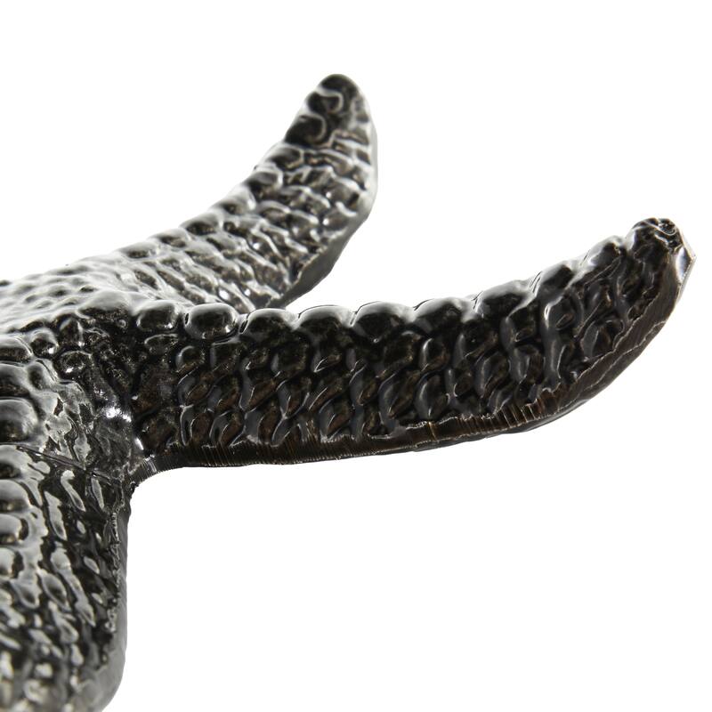 Black Aluminum Metal Bubble Textured Starfish Decorative Sculpture (Set of 2)