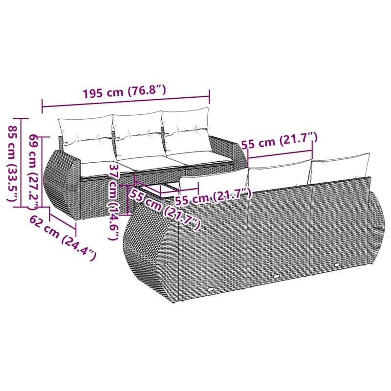 vidaXL Garden Sofa Set Black, Cream White - 21.7 x 21.7 x 14.6