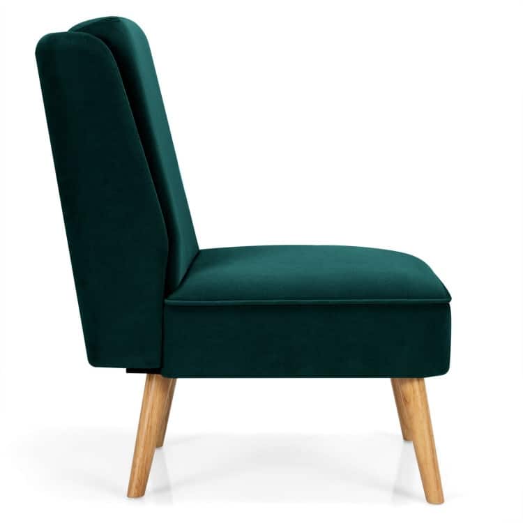 Velvet Accent Chair with Rubber Wood Legs for Living Room - 29.5" x 23.5" x 35" (L x W x H)
