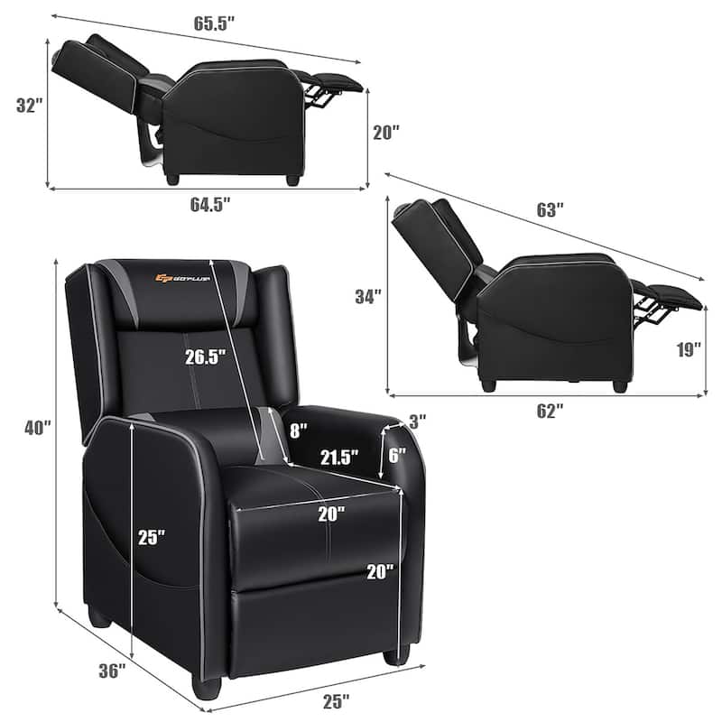 Goplus Massage Gaming Recliner Chair Single Living Room Sofa Home
