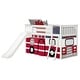 preview thumbnail 3 of 15, Twin Over Twin Low Bunk Bed with Slide & Firetruck Curtain