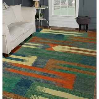Filbert Rugs Hand-Woven Winchester Kilim Filberta Ivory/Blue Rug - 9'5