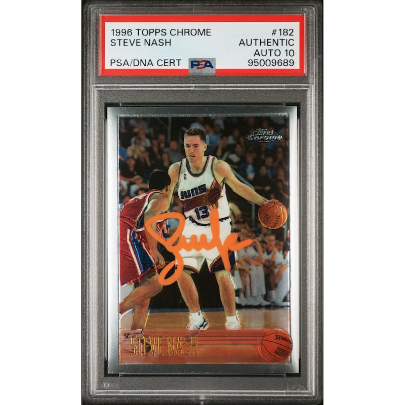 Steve Nash 1996 Topps Chrome Signed Rookie Card #182 Auto Graded PSA 10 95009689 - 8'6" x 11'6"