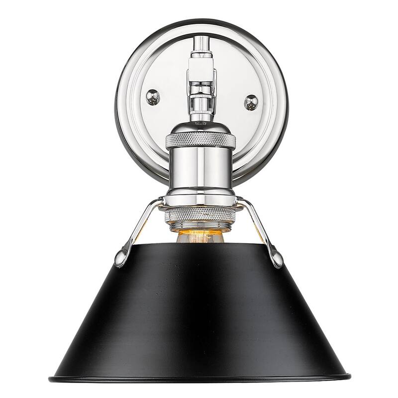 Golden Lighting Orwell Single Light 7-1/2" Wide Bathroom Sconce in - Chrome with Black Shades
