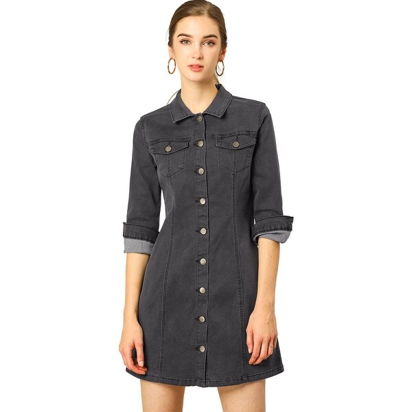grey denim shirt dress