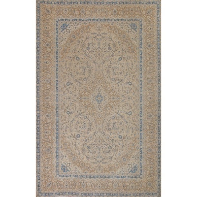 Traditional Kashan Persian Vintage Area Rug Hand-knotted Wool Carpet - 9'7" x 12'6"