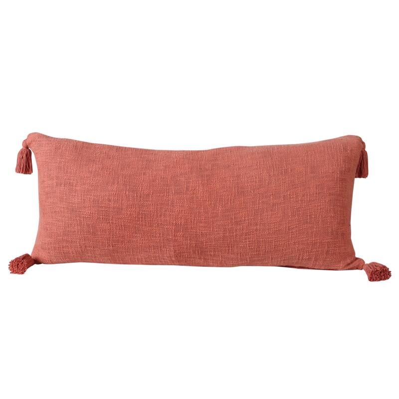 Sevita Solid Cotton Throw Pillow with Tassels