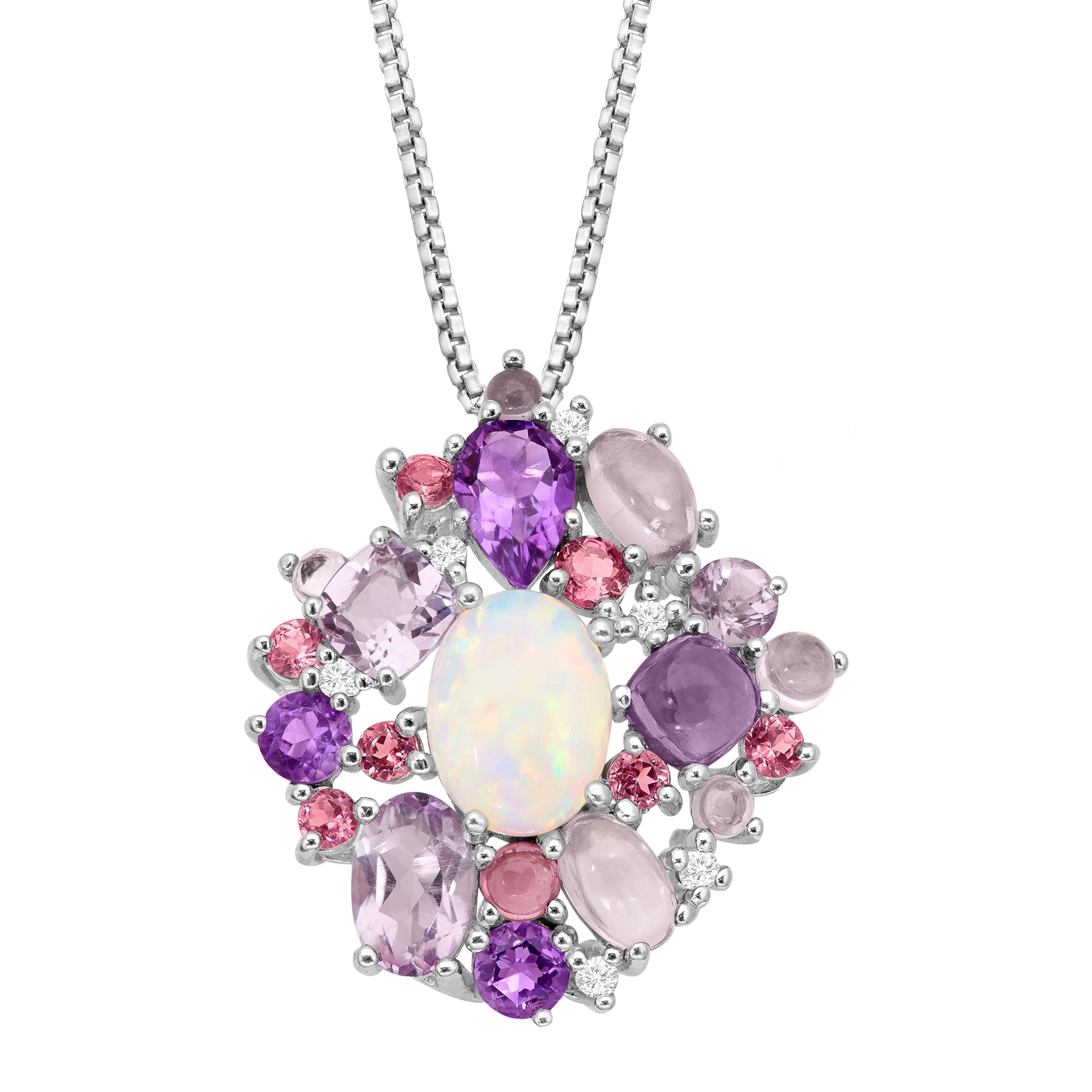 opal and pink tourmaline necklace