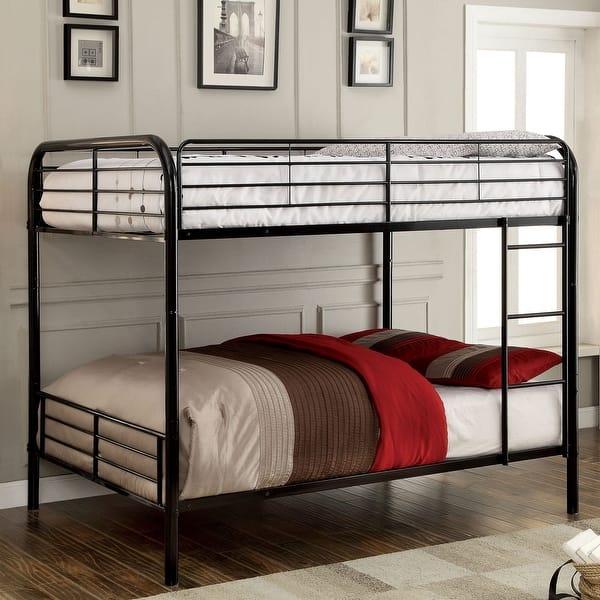slide 2 of 6, Wila Modern Full over Full Metal Bunk Bed with Ladder by Furniture of America