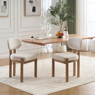 Wooden Dining Chairs Set of 2, Modern Fabric Upholstered Dining Room Chair