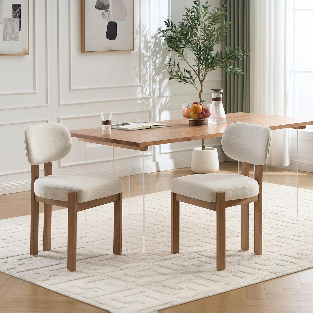 Wooden Dining Chairs Set of 2, Modern Fabric Upholstered Dining Room Chair