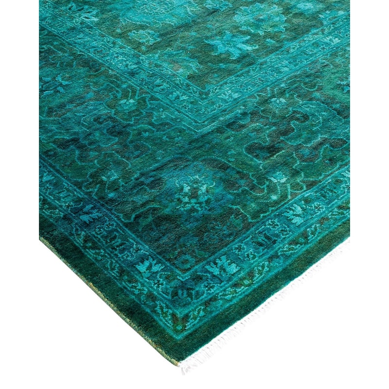 Overdyed, One-of-a-Kind Hand-Knotted Area Rug - Green - 6' 3" x 9' 1"