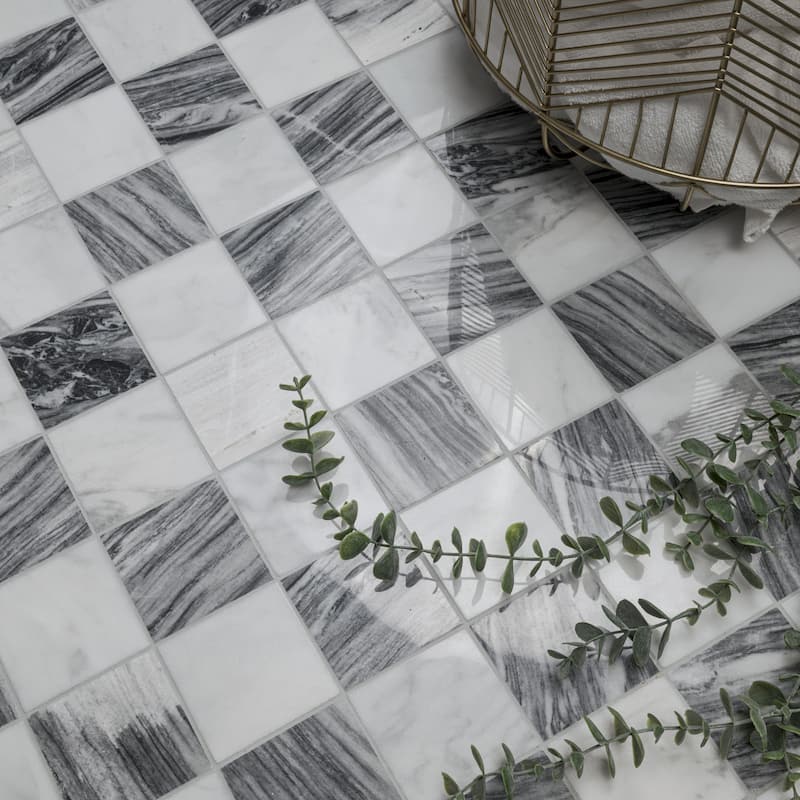 Ackland AKM-S-3X3SQP-CA 12" x 12" Marble Square Floor and Wall Mosaic