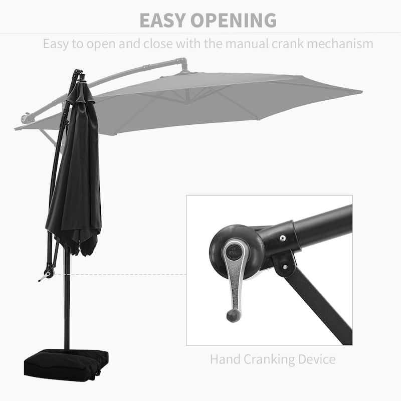 Ainfox 10ft Offset Hanging Market Patio Umbrella With Base