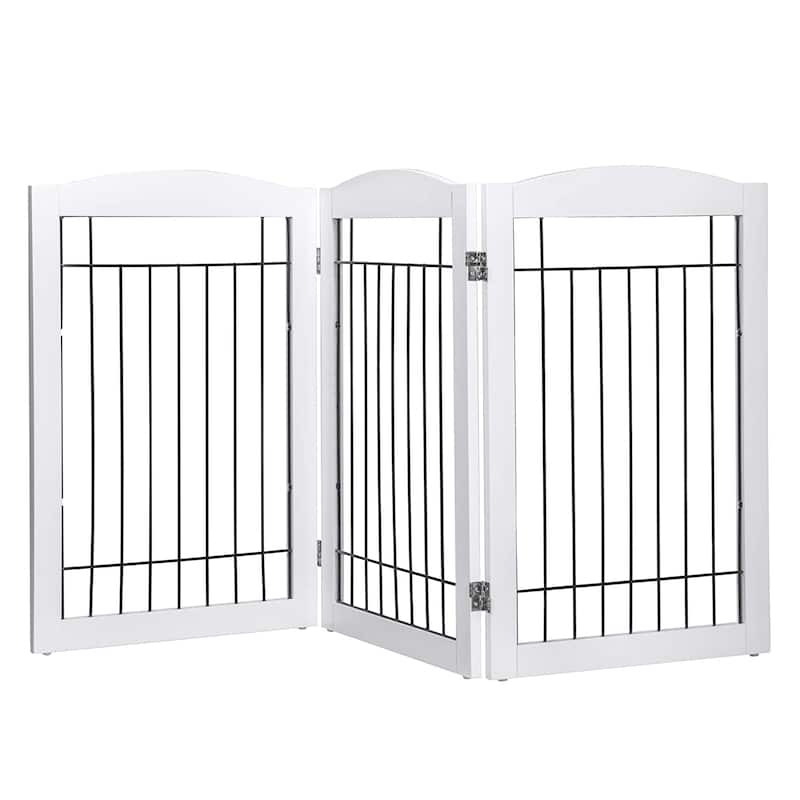 Spirich Freestanding Black Wire Pet Gate,60 inches Extra Wide,30 inches Tall Dog Gate ,Pet Puppy Safety Fence, 3 Panels