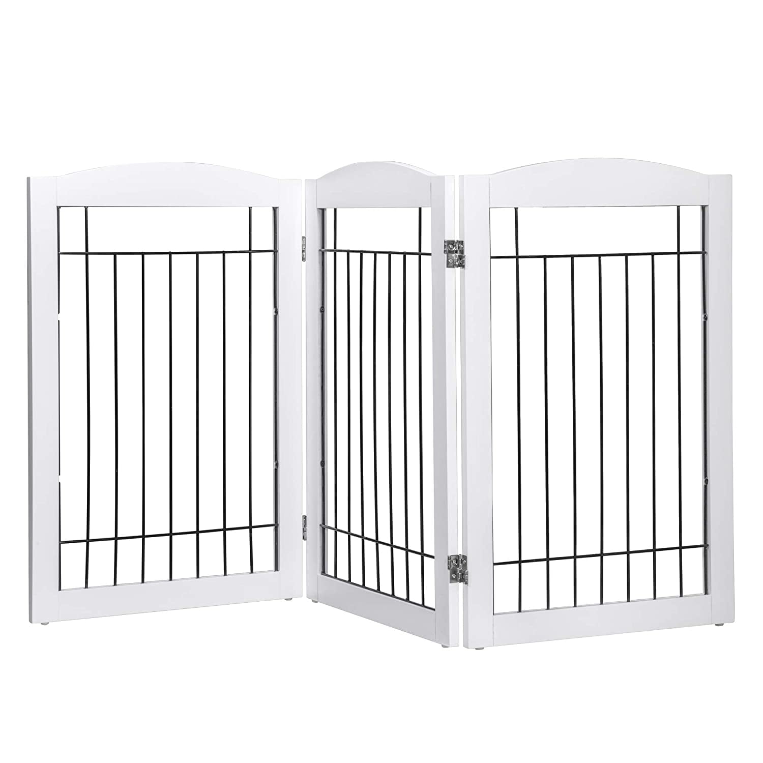 Spirich Freestanding Black Wire Pet Gate 60 inches Extra Wide 30