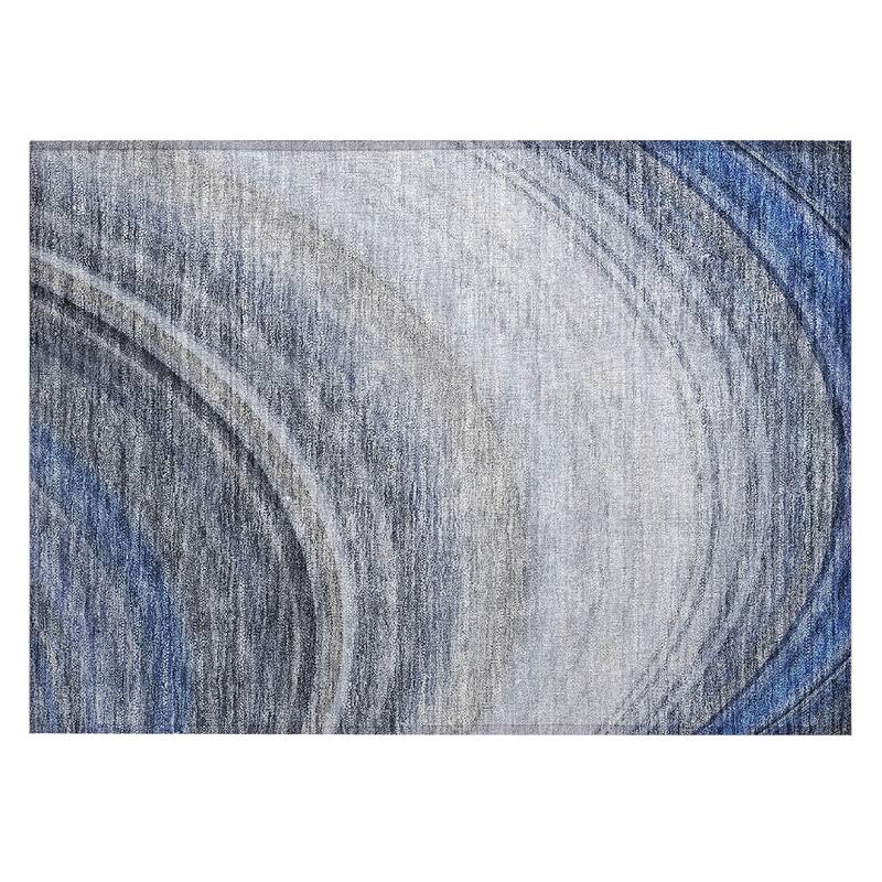 Machine Washable Indoor/ Outdoor Chantille Abstract Wave Rug
