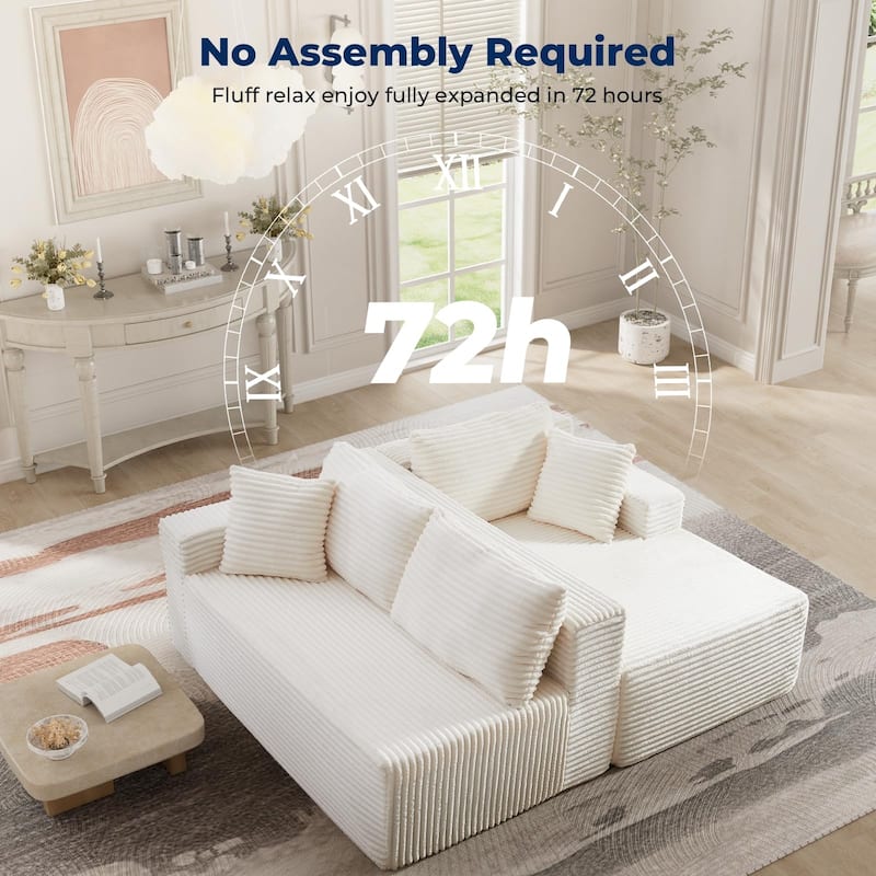 103" Cloud Sectional Couch for Living Room, Boneless L-Shaped Modular Couch with Chaise Lounge