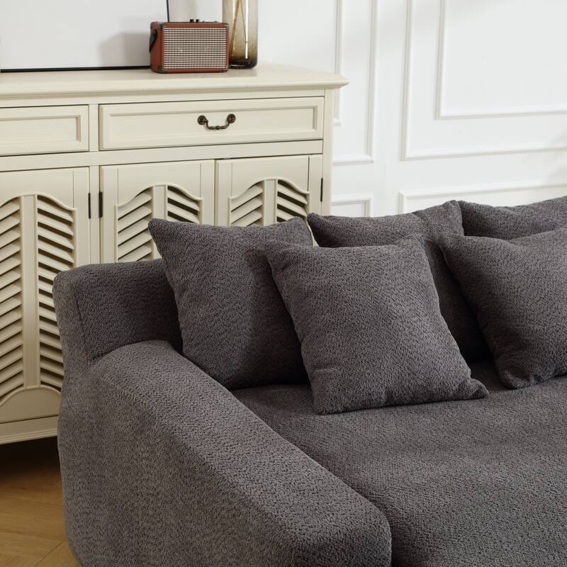 Chenille double spacious lazy sofa Living room Comfortable deep seat sofa with five pillows