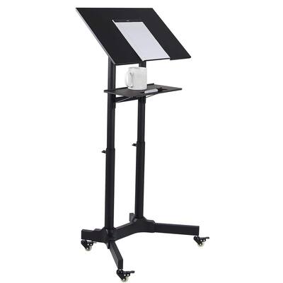 Mount-It! Mobile Standing Height Desk | Portable Podium and Rolling Presentation Lectern | With Caster Wheels |