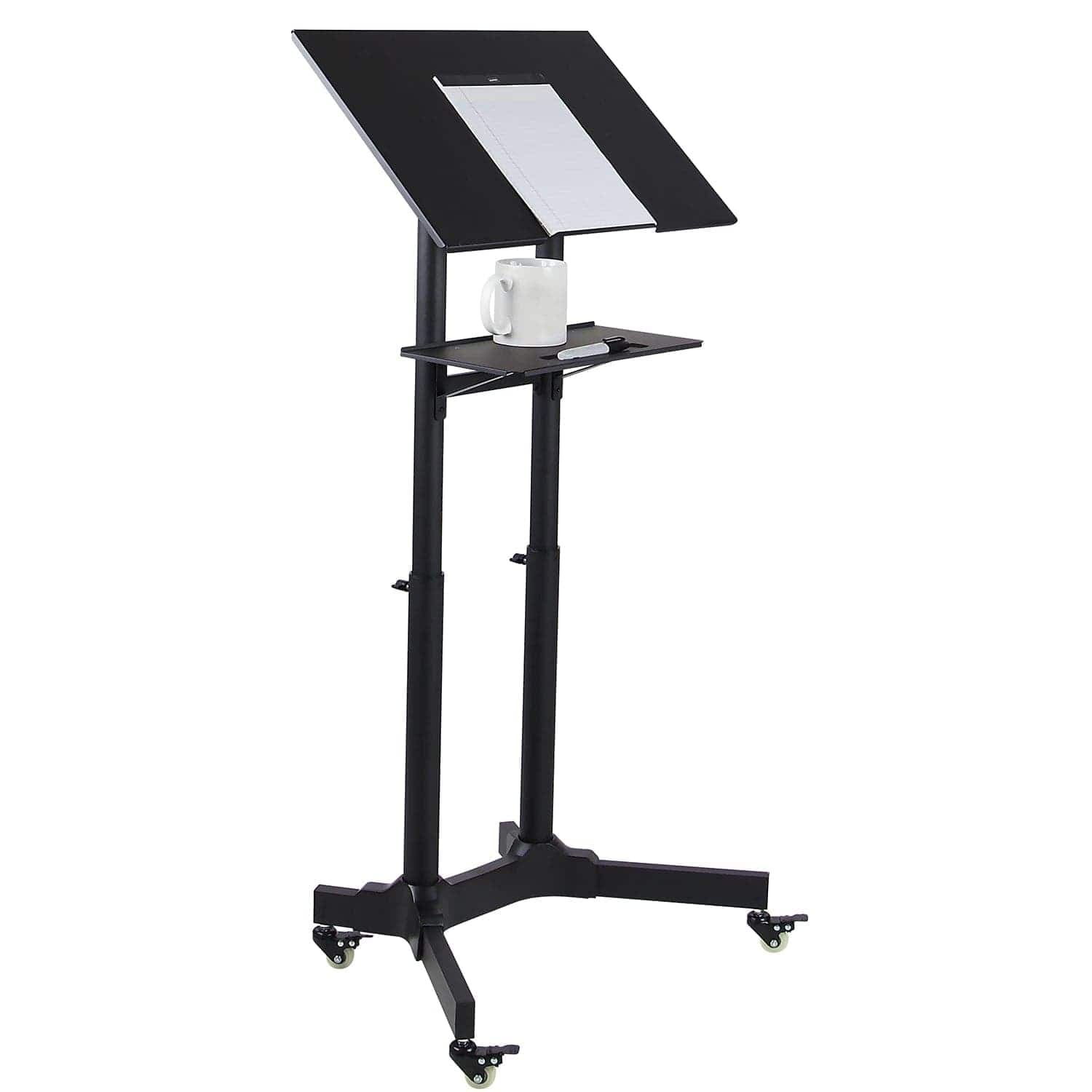 Mount-It! Mobile Standing Height Desk | Portable Podium and Rolling Presentation Lectern | With Caster Wheels |