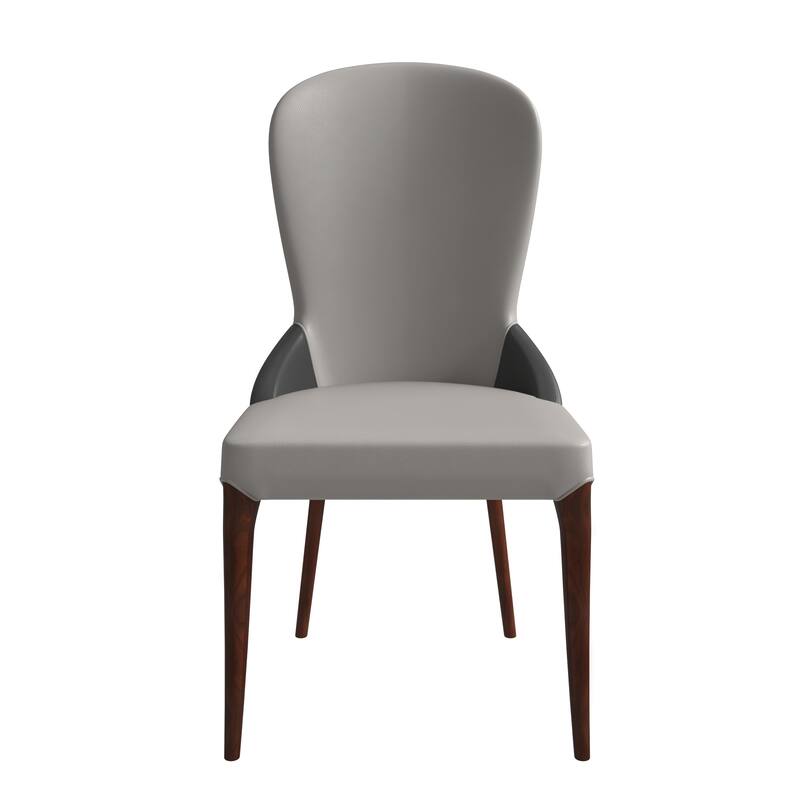 Havana Leather Upholstered Solid Wood Dining Chair Two-Tone Color Design